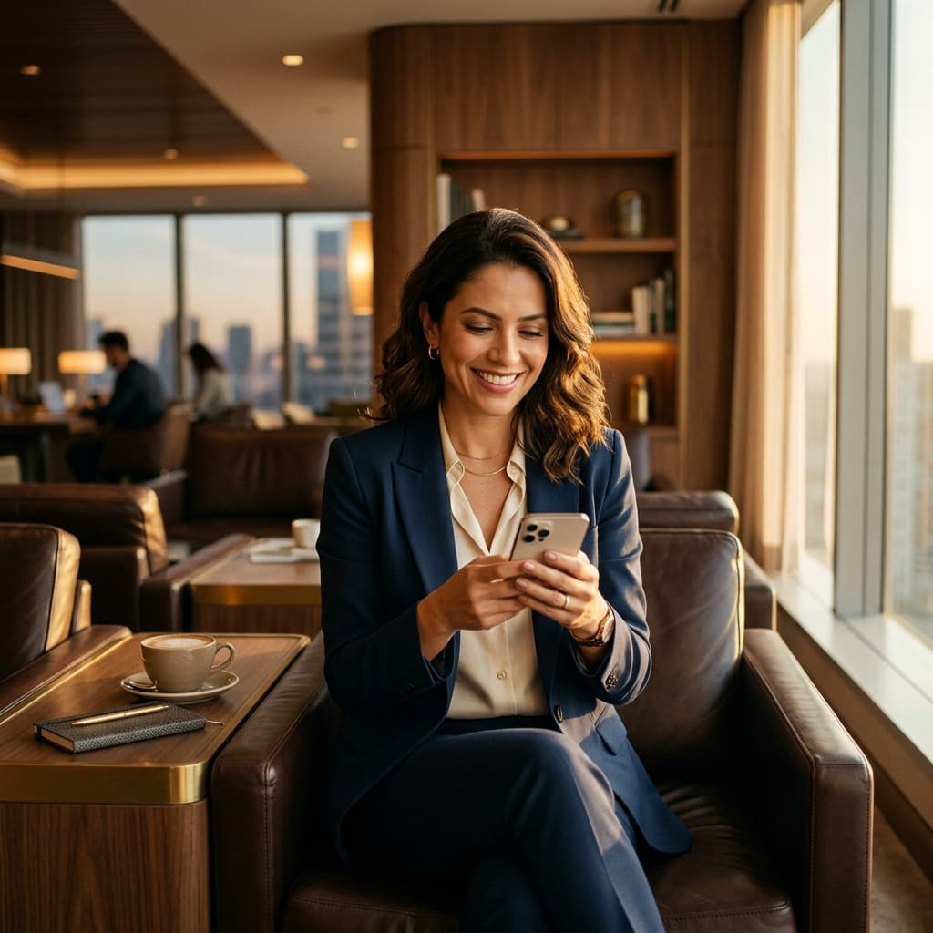 Profissional satisfeita com atendimento automatizado da IAlem